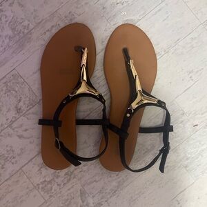 Elegant Black and Gold Women's Sandals